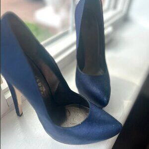 Salvatore Ferragamo Blue Satin Pumps, size us 6, looks brand new